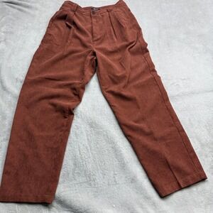 Madewell Corduroy Pleated Trousers Womens 8 Rust Brown High Rise Straight Preppy